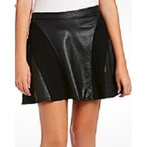 Jessica Simpson Adalynn Faux‎ Leather Skater Skirt, Novelty Knit, XS